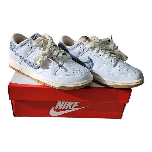NEW Deadstock Nike Dunk Low Washed Denim Mens Size 8 Women's 9.5 FN6881-100 DS - Picture 1 of 12